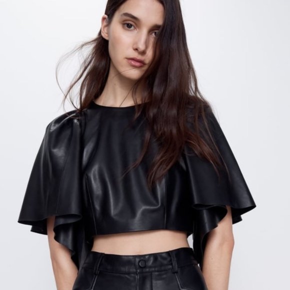 Zara Tops - Zara Voluminous Leather Top TRF Capsule Collection - M